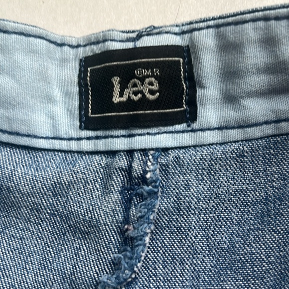 Vintage Lee 100% Cotton Super Highrise Pleated Denim Bermuda Short Sz14VTG=8-10 - Picture 6 of 10